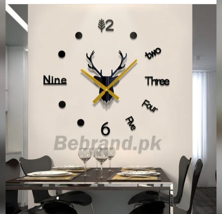 deer 3d WALL CLOCK LARGE SIZE (ZS54)